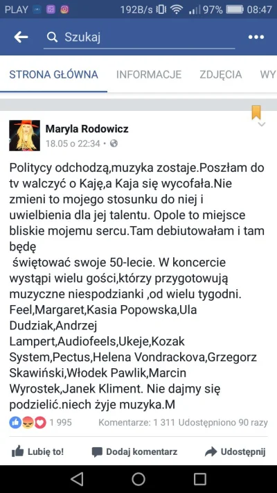 Kasiula855 - Zaczęło się od tego, że Kurski nie zezwolil na wystep Kayah, bo była na ...