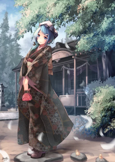 FuzzyWuzzy_ - #randomanimeshit #originalcharacter #lee #bluehair #blushedface #kimono...