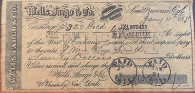 thoorgal - Znalezione w starej książce z antykwariatu, czek na 20 dolarów z 1871r.
#c...