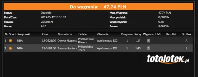 danielak - taki kuponik na nba dzisiaj :P 
#bukmacherka #pokazkupon #nba