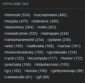 Suszi88 - No i przydałoby sie po wielu miesiącach naprawić "popularne tagi". Nie wiem...