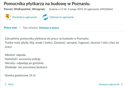 Rudyzzadupia - W życiu nie widziałem lepiej skonstruowanego ogłoszenia o pracę.
Wszy...