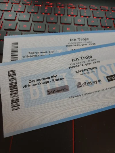 soxn - Dwa bilety na dzisiejszy koncert, oddam.

#krakow #ichtroje