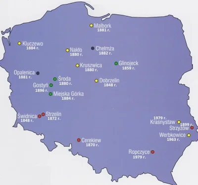 HorribileDictu - Mapa czynnych polskich cukrowni. Pod nazwą data powstania.