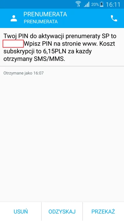 dawid110d - W ciągu ostatnich dwóch dni dostałem z 5-6 takich SMS'ów. Nie przypominam...