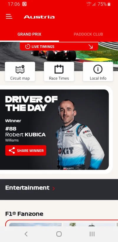 Matrus17 - W aplikacji Robert cały czas widnieje jako Driver of the day
#f1