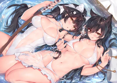 Pewpewpew - #randomanimeshit #azurlane #atago #takao #swimsuit #kemonomimi #nekomimi ...