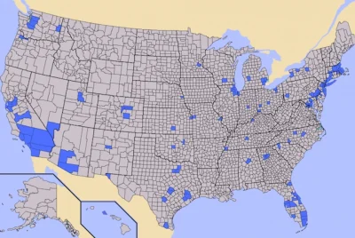 P.....f - połowa populacji USA żyje w tych hrabstwach

#mapporn #ciekawostki