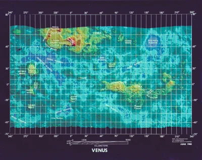 d.....4 - Mapa powierzchni Wenus stworzona dzięki danym z sondy Pioneer Venus Orbiter...