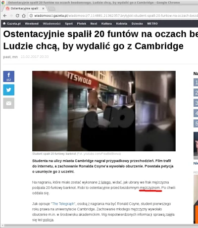 vx77 - Dziennikarska elita Gazety Wyborczej:

 Robi to ostentacyjnie przed bezdomnym...