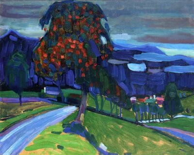 p.....a - Wassily Kandinsky, Jesień w Murnau (1908).

#sztuka #malarstwo #kandinsky...