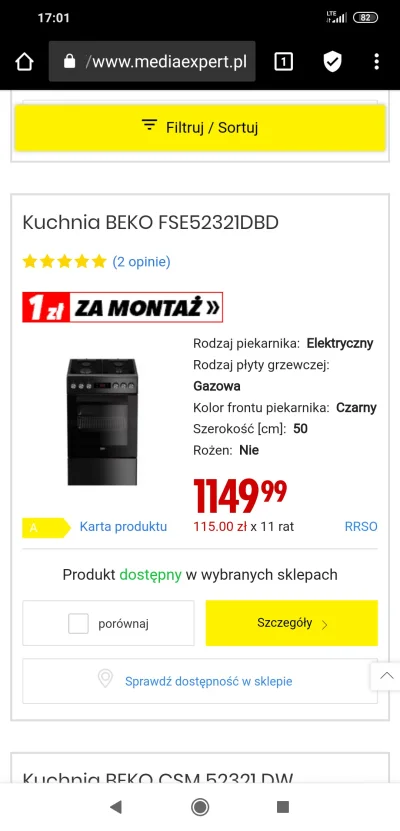 lomppl1 - Ta kuchnia kosztowała we wtorek 899zl bo ja chce kupic. Sprawdziłem teraz.
...