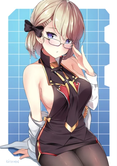 Azur88 - #randomanimeshit #azurlane #kaetzchen #meganekko #shorthair #blonde #purplee...