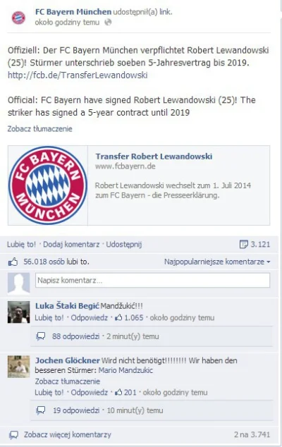 Tywin_Lannister - #bayern #lewandowski #pilkanozna 



Reakcja kibiców Bayernu na Fb,...