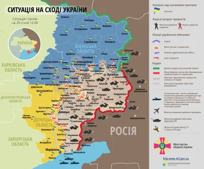 K.....y - Mapa działań ATO na dzień 29.01.15
#ukraina #donbaswar
>>> #Donbas <<<