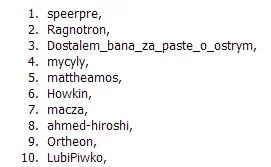 mireczki - Wylosowano:

1. @speerpre 

2. @ragnotron 

3. @dostalembanazapasteo_ostry...