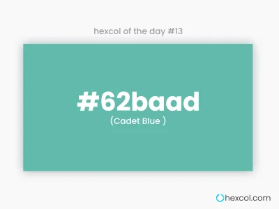 mk27x - Kolor heksadecymalny na dziś: 

#62baad Cadet Blue Hex Color - na stronie z...