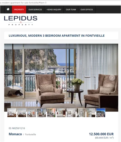 Lepidus - Ten Apartament kosztuje ponad 12 mln EUR. Widok na tak zwany the Rock w Mon...