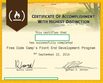 zackson - właśnie skończyłem swój kurs front-endowy na FreeCodeCamp i dostałem certyf...