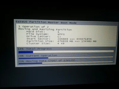 szymek627 - Użyłem EaseUs by zmienić rozmiar partycji i utworzyć nową. Cała operacja ...