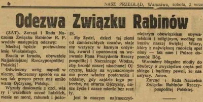 zimonmol - ODEZWA ZARZĄDU I NACZELNEJ RADY RABINÓW RP Z 2 WRZEŚNIA 1939 R. Nasz Przeg...