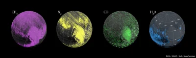 Elthiryel - Mapy Plutona prezentujące obszary bogate w metan, azot, tlenek węgla i wo...