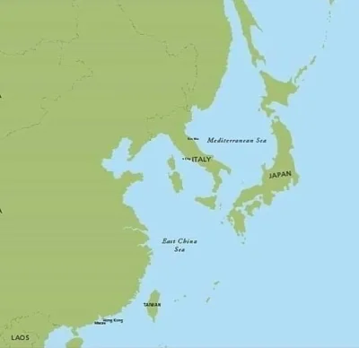 Felix_Felicis - Mapa, na której Półwysep Koreański został zastąpiony Włochami (Półwys...