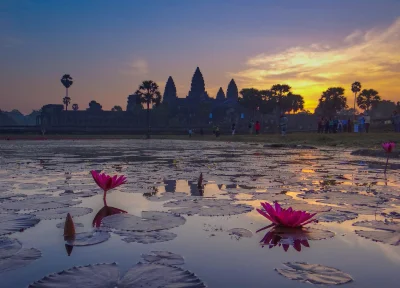 optimus_dime - Wschód słońca nad świątynią Angor Wat. Moje zdjęcie z wycieczki do Kam...