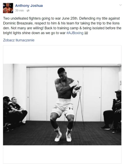 alibomaye - 25 czerwca Joshua broni tytułu przeciwko Dominicowi Breazeale.

#boks