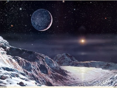 d.....4 - Pluton i Charon, wizja artystyczna

#kosmos #znalezionewsieci #pluton #char...