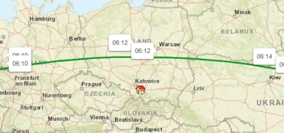 L.....m - ISS i dragon przelatują nad Polską o 6:12, 20 minut przed wschodem słońca. ...