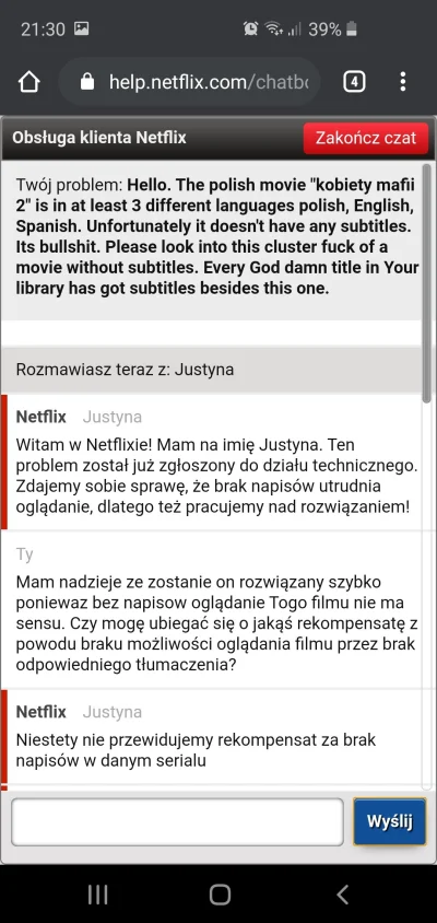 radekksk - Zgłoszenie sprawy do Netflix. Maja to w dupie. Pracują nad problemem.