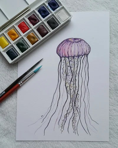 hyoideum - Dzisiaj meduza z dedykacją dla @mgdky 
#meduza #akwarela #rysujzwykopem #t...