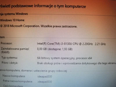 pawullon404 - Mirki, mam problem z ram.
Sprzęt to lenovo ideapad 330 z wlutowanym 4G...