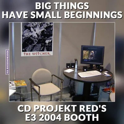 rzep - Stoisko CD Projekt Red na targach E3 w 2004, prezentujące pierwszego Wiedźmina...