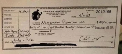 mnsp - Ładny czek, który dostał Floyd Mayweather po walce z Canelo Alvarezem



#boks...