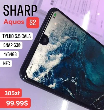 sebekss - Tylko 99.99$ [385zł] za telefon Sharp Aquos S2(C10) 4/64GB❗
Snap 630, 4GB ...