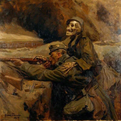 t.....m - "Żołnierz i śmierć" Hans Larwin 1917 r.
#ciekawostki #sztuka #malarstwo #iw...