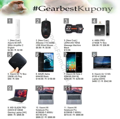 n_____S - Witam w tagu #GearbestKupony,
poniżej publikuję kupony ze sklepu interneto...