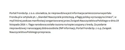 k1fl0w - Oświadczenie portalu Fronda - ZNP

Portal Fronda Sp. z o.o. oświadcza, że ...