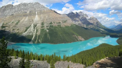 j.....e - Peyto Lake jest polodowcowym jeziorem położonym w Parku Narodowym Banff w p...