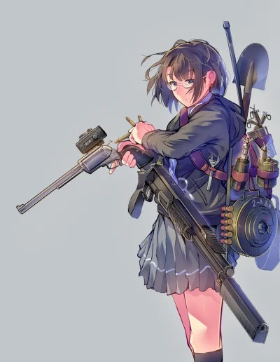 Morimasa - #randomanimeshit #originalcharacter #meganekko #schoolgirl #girlsandguns #...