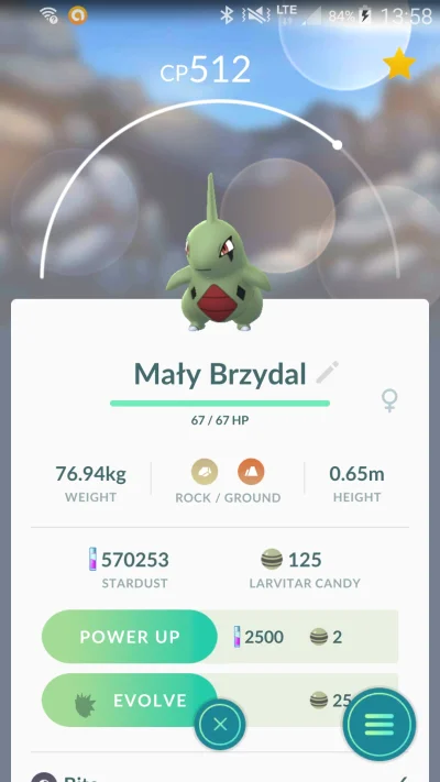 Dryblas - #pokemongo 

Właśnie wykluł mi się 3 Larvitar i osiągnąłem 125 cukierków....