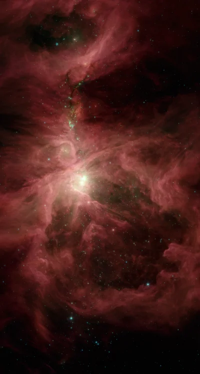 s.....w - Mgławica Oriona w podczerwieni. Zdjęcie wykonane przez Kosmiczny Teleskop S...