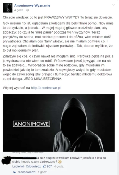 Dezynwoltura - Istnieje na fb coś takiego jak na mirko z tymi AnonimowymiWyznaniami, ...