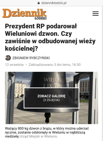 sklerwysyny_pl - #prezydent #wielun #dzwon #odbudowa #dotacja #kosciol