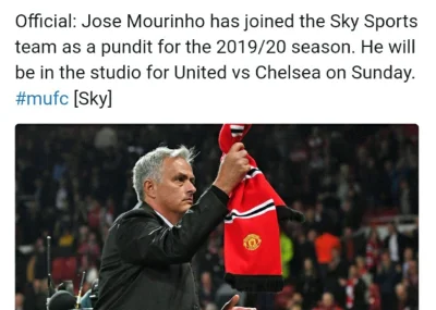 NiMomHektara - Jose Mourinho będzie komentować mecz Chelsea vs Man Utd ( ͡º ͜ʖ͡º)

#c...