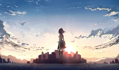 Azur88 - #randomanimeshit #anime #originalcharacter #standing #city #sunset #zakolano...