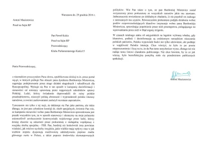 saakaszi - Paweł Kukiz opublikował list który w grudniu napisał do niego Antonii Maci...