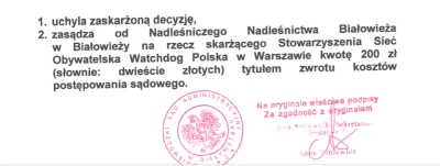 WatchdogPolska - Wczoraj otrzymaliśmy odpis kolejnego wyroku w sprawie drewna z Biało...
